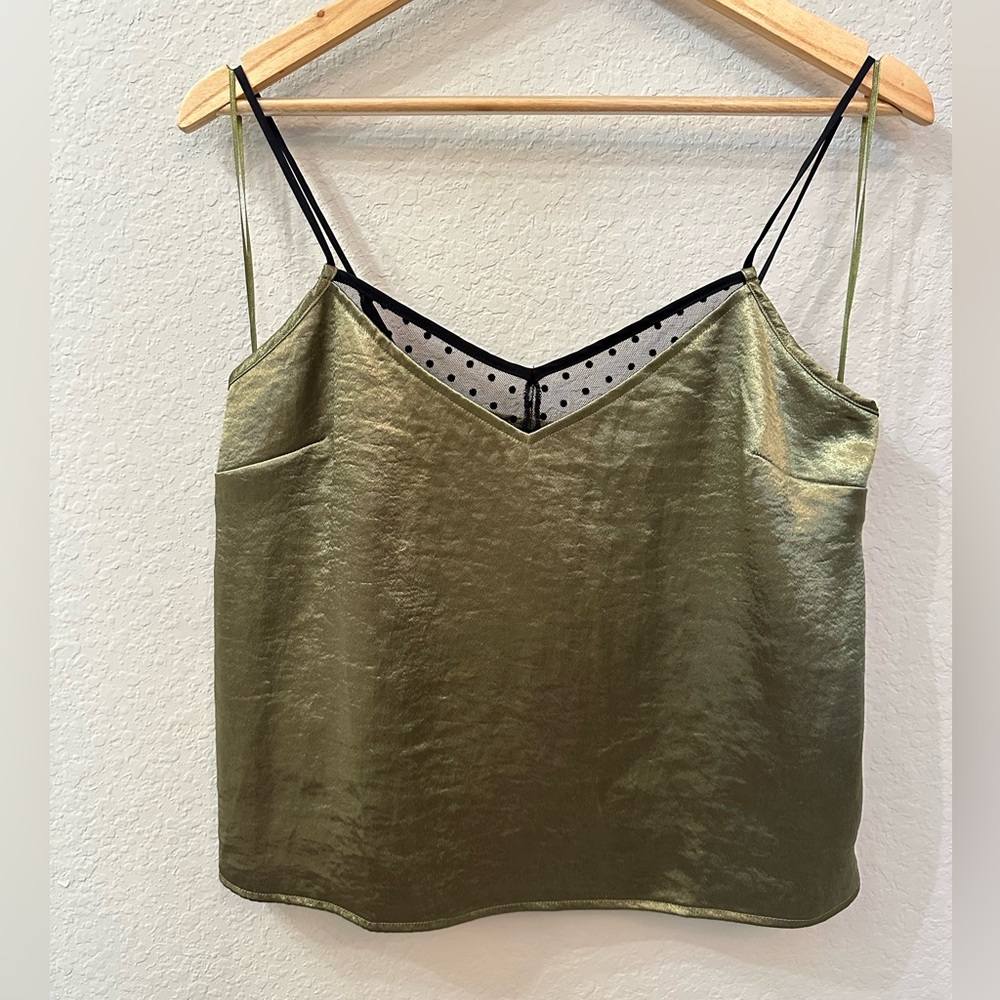 Guess Cami Top NWT Small Silky Army Green